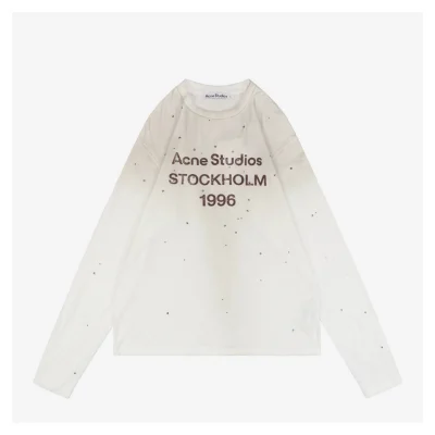Acne Studios Distressed 1996 Rhinestone Lettering Long-Sleeve T-Shirt