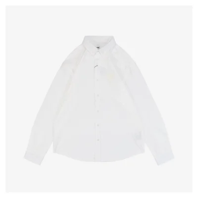 Ami Heart Logo Embroidered Long-Sleeve Shirt White