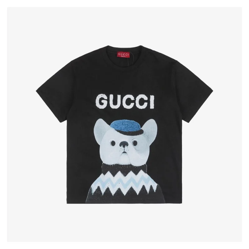 Gentleman Dog Graphic Print Short-Sleeve T-Shirt Black