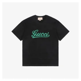 G Green Signature G-Letter Embroidered T-Shirt (Black/Beige)