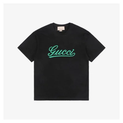 Green Signature G-Letter Embroidered Short-Sleeve T-Shirt Black