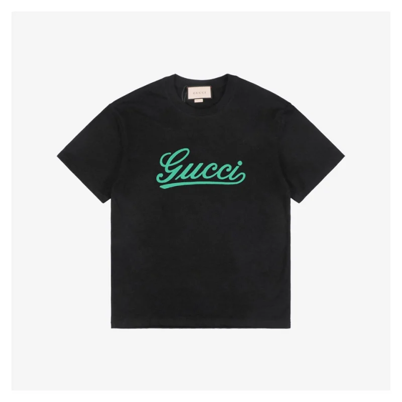 Green Signature G-Letter Embroidered Short-Sleeve T-Shirt Black