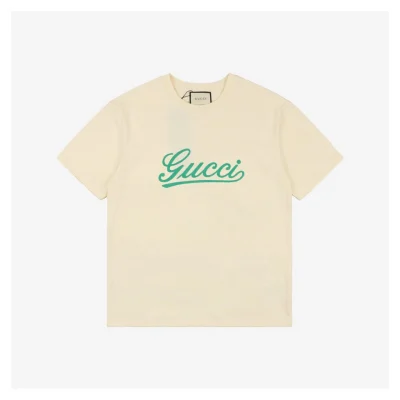 Green Signature G-Letter Embroidered Short-Sleeve T-Shirt White
