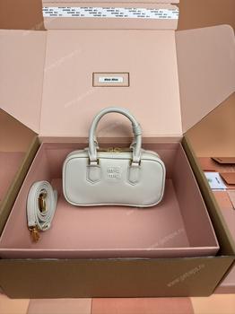 MiuMiu 5BP088 Arcadie Leather Mini-bag Beige