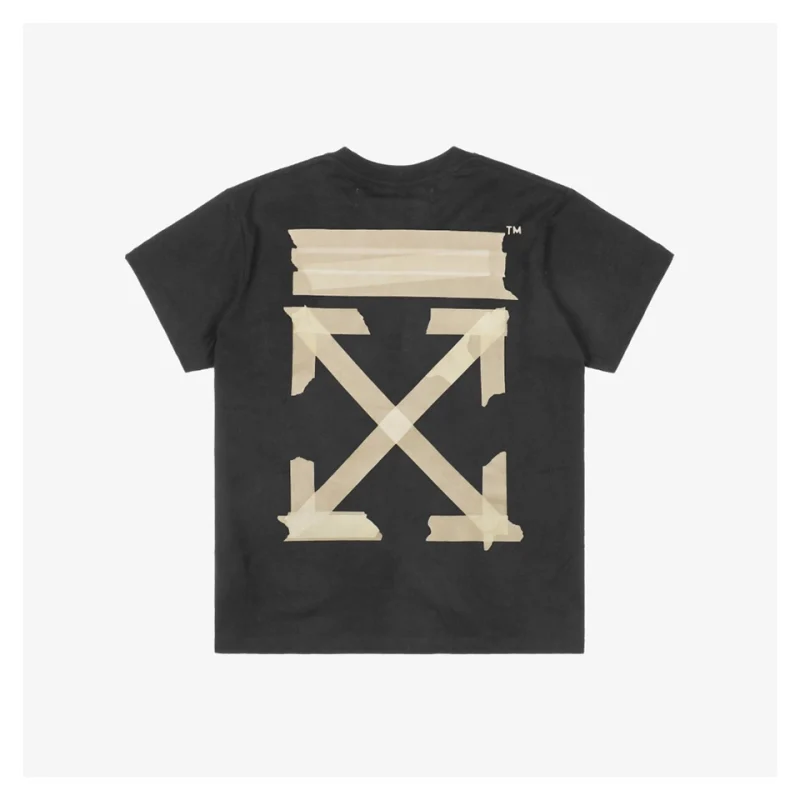 OFF-WHITE CO Virgil Yellow Tape Arrows Print Short-Sleeve T-Shirt
