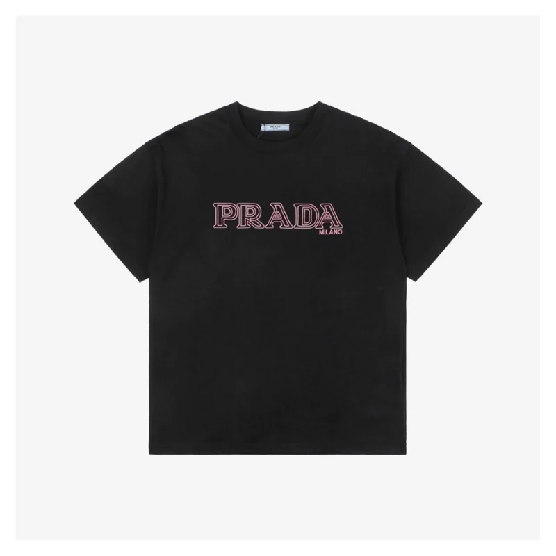 PD Pink Letter Embroidered Short-Sleeve T-Shirt