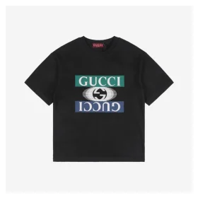G Reversed G Letter Print T-Shirt (Black/White)