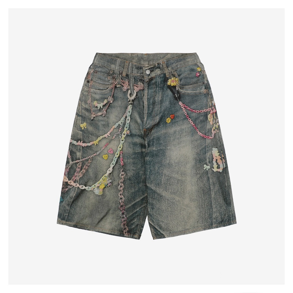 Acne Studios Candy Chain Cropped Denim Shorts