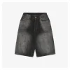Acne Studios Paint-Splatter Cropped Denim Shorts