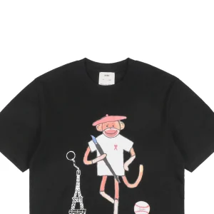 Ami Collaboration Graffiti Eiffel Tower & Monkey Print T-Shirt21.jpeg
