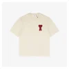 Ami Playful Heart Embroidery T-Shirt (Beige/Black)