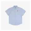 Ami Pocket Heart Embroidery T-Shirt (Blue/White)