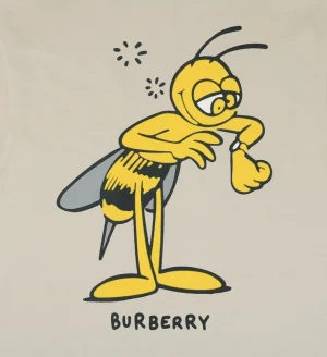 BBry Cartoon Bee Flocked Print T-Shirt-5