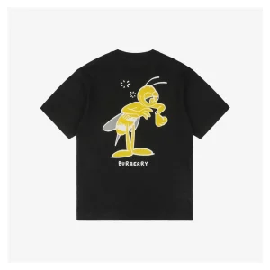 BBry Cartoon Bee Flocked Print T-Shirt-8