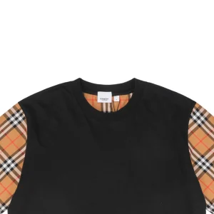 BBry Check-Panel Sleeve Patchwork T-Shirt2.jpeg