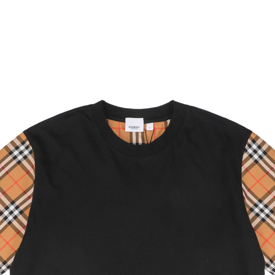 BBry Check-Panel Sleeve Patchwork T-Shirt2.jpeg