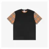BBry Check-Panel Sleeve Patchwork T-Shirt (Black/White)