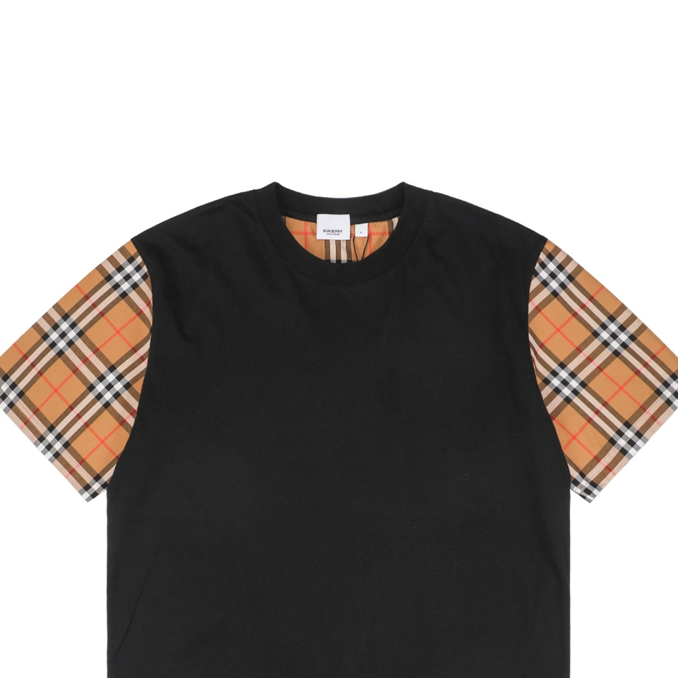 BBry Check-Panel Sleeve Patchwork T-Shirt4.jpeg