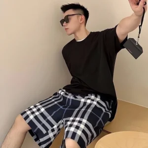 BBry Check Pattern Knit Shorts-16