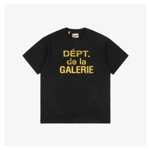 Gallery Dept Distressed Yellow French Letter Print T-Shirt