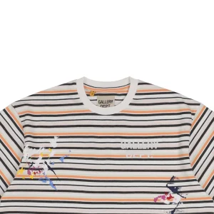 Gallery Dept Paint-Splatter Handwritten Letter Print Striped T-Shirt1.jpeg