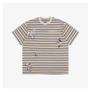 Gallery Dept Paint-Splatter Handwritten Letter Print Striped T-Shirt9.jpeg