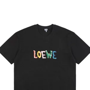 L Multicolor Loe Letter Embroidery T-Shirt-2