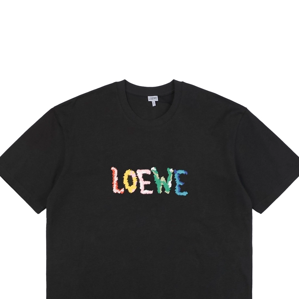 L Multicolor Loe Letter Embroidery T-Shirt-2