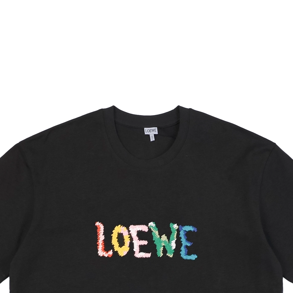 L Multicolor Loe Letter Embroidery T-Shirt-3