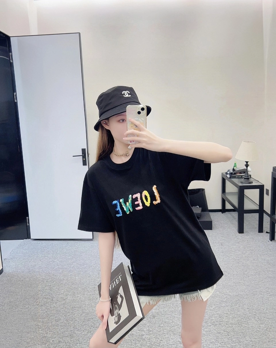 L Multicolor Loe Letter Embroidery T-Shirt-8