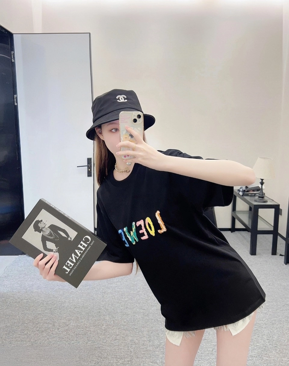 L Multicolor Loe Letter Embroidery T-Shirt-9