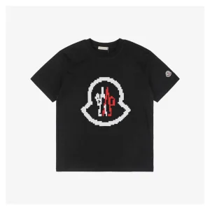 Mxxcler Pixel MK Large Logo Print T-Shirt Black