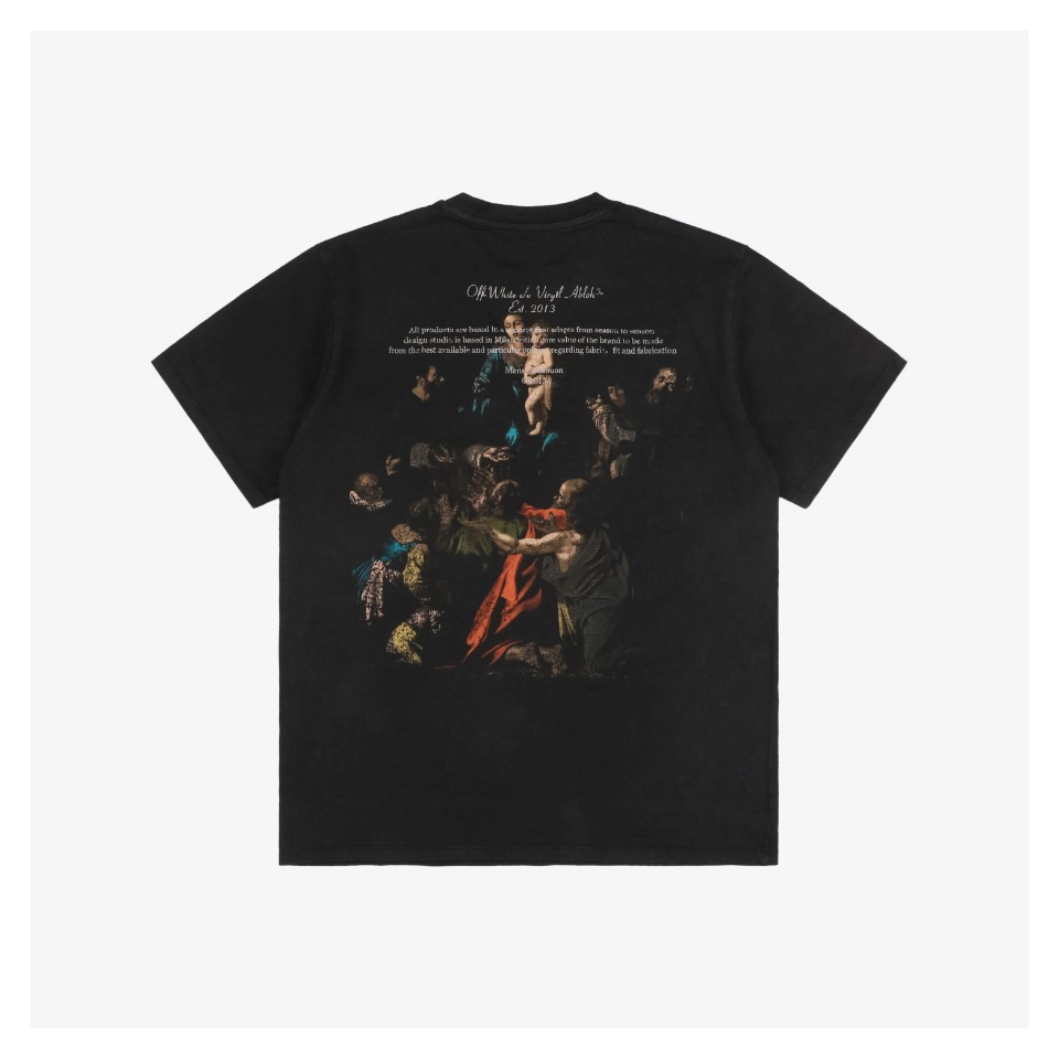OFF WHITE CO VIRGIL Back-Print Madonna & Hymn Washed Graphic T-Shirt