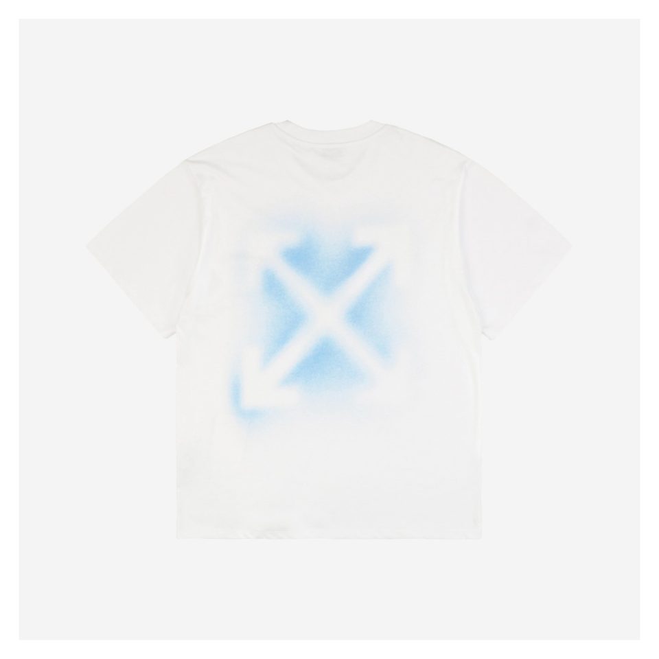 OFF WHITE CO VIRGIL Spray-Paint Arrow Graphic T-Shirt – White/Blue
