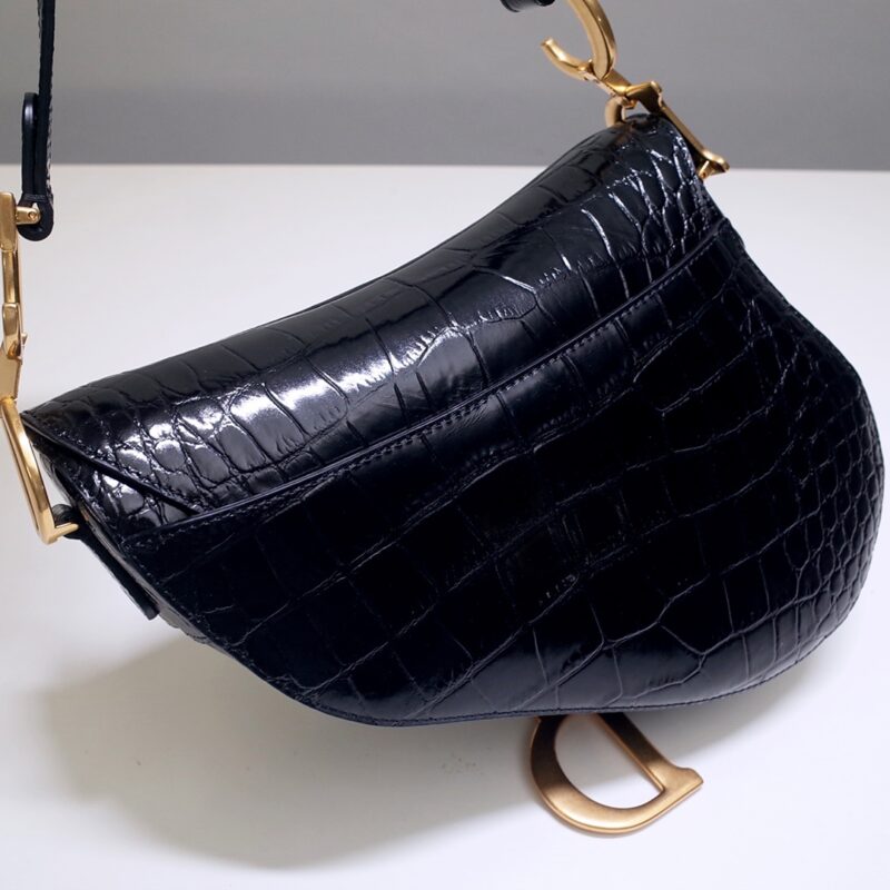 Replica Dior Saddle Bag Crocodile Black - realistic designer-inspired fake bag