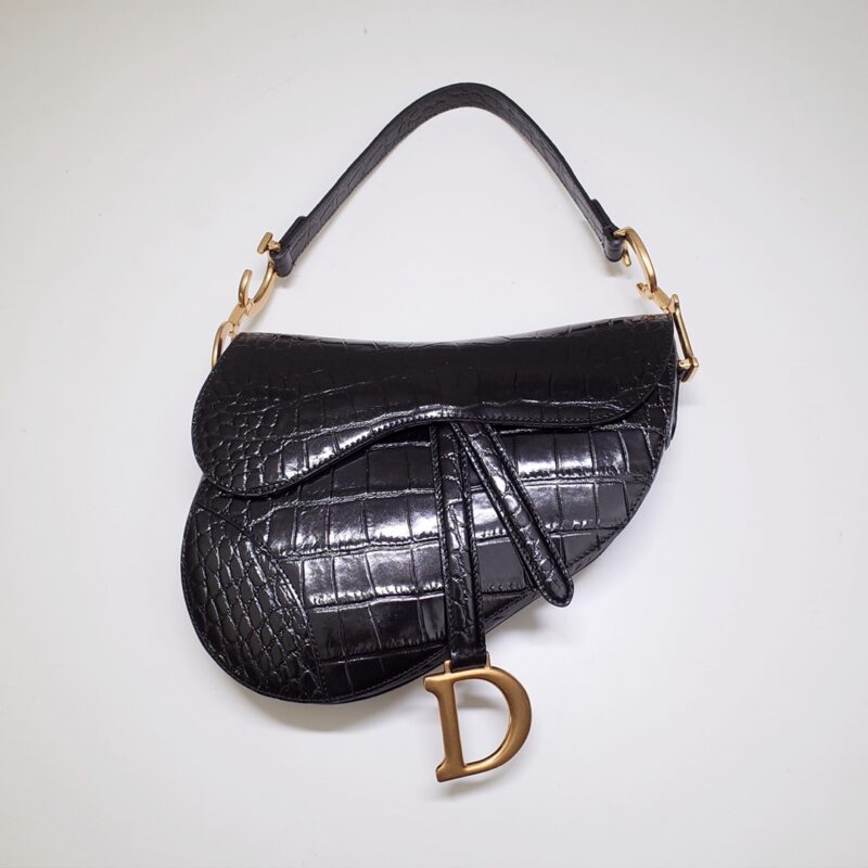 Replica Dior Saddle Bag Crocodile Black - ultra-realistic fake designer tote
