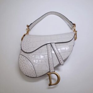 Replica Dior Saddle Bag Crocodile White - authentic-look luxury purse replica