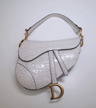 Replica Dior Saddle Bag Crocodile White - authentic-look luxury purse replica