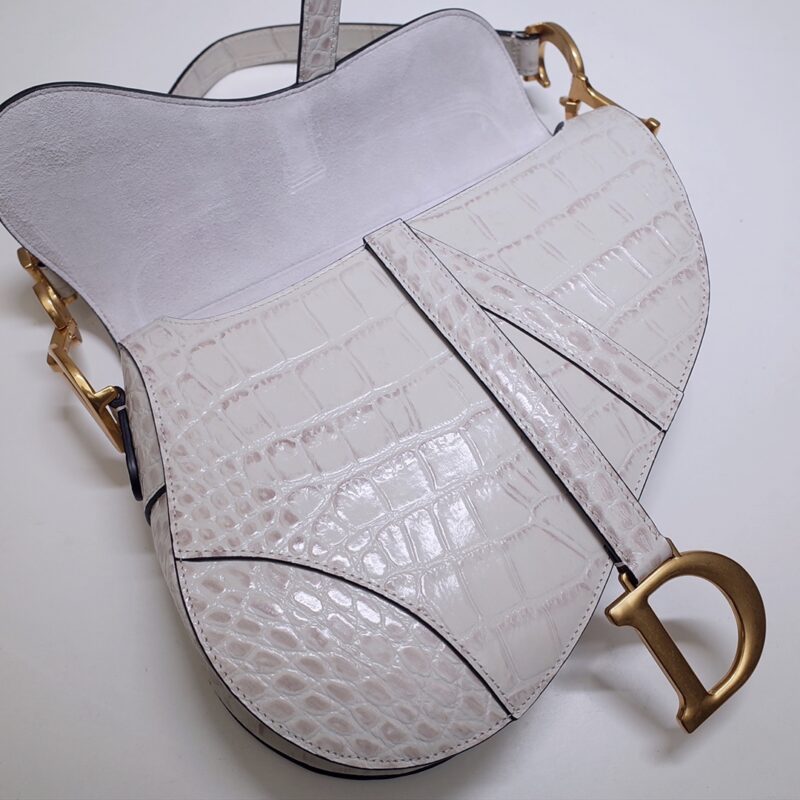 Replica Dior Saddle Bag Crocodile White - premium-grade designer purse dupe