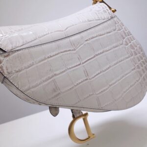 Replica Dior Saddle Bag Crocodile White - 1:1 designer replica handbag