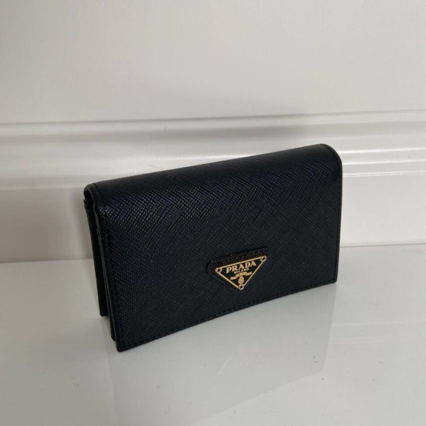 Replica Prada Saffiano Wallet Black Silver - near-authentic luxury replica handbag