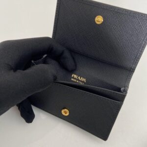 Replica Prada Saffiano Wallet Black Silver - high-end fake designer purse