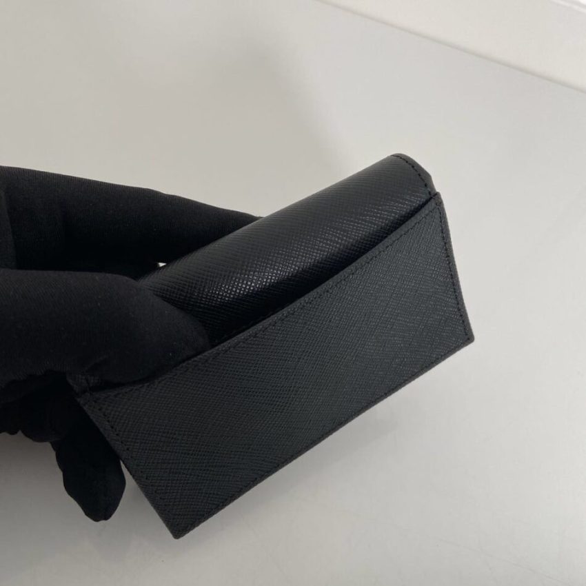 Replica Prada Saffiano Wallet Black Silver - realistic designer-inspired fake bag