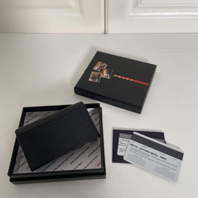 Replica Prada Saffiano Wallet Black Silver - best quality luxury bag dupe