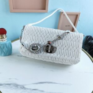 Replica Miu Miu Crystal Handbag White - top-rated replica designer bag