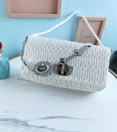 Replica Miu Miu Crystal Handbag White - top-rated replica designer bag