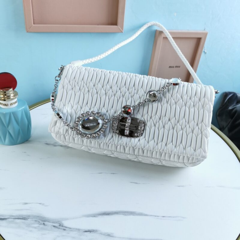Replica Miu Miu Crystal Handbag White - top-rated replica designer bag