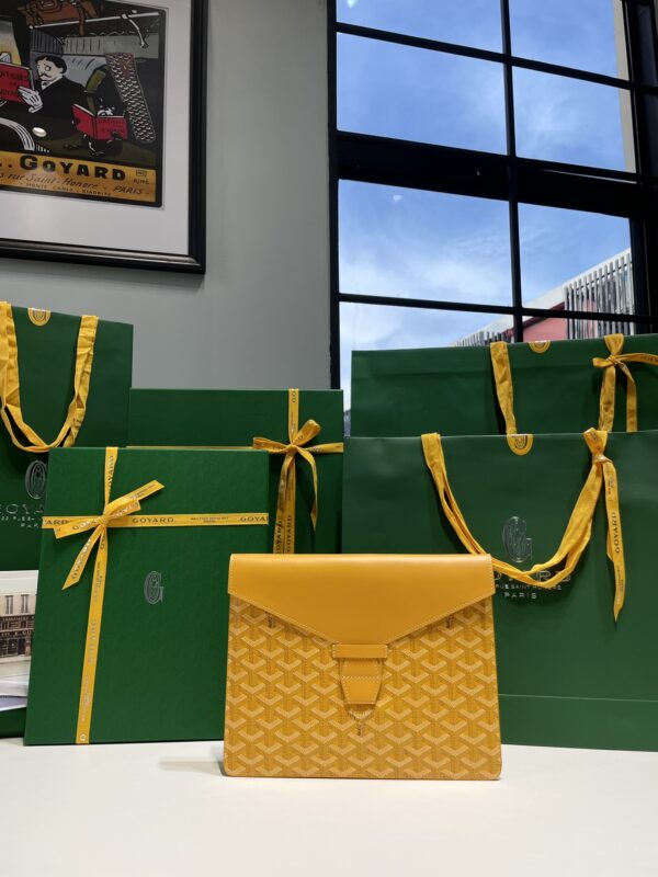 Replica Goyard Camond Pouch Yellow - top-rated replica designer bag