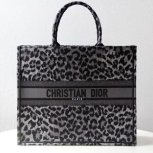 Replica Dior Tote Book Leopard Grey - premium 1:1 fake handbag model