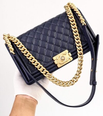 Replica CHANEL Le Boy Dark Blue - near-authentic luxury replica handbag